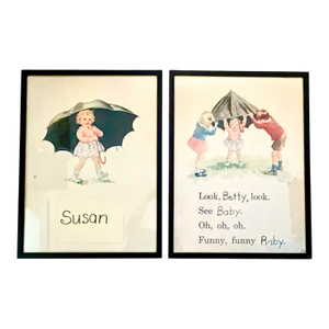 Vintage Framed Children’s Storybook Prints – Pair of Whimsical Nursery Illustrations