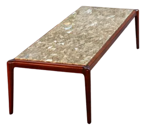 Large Marble and Teak Coffee Table, 1960s