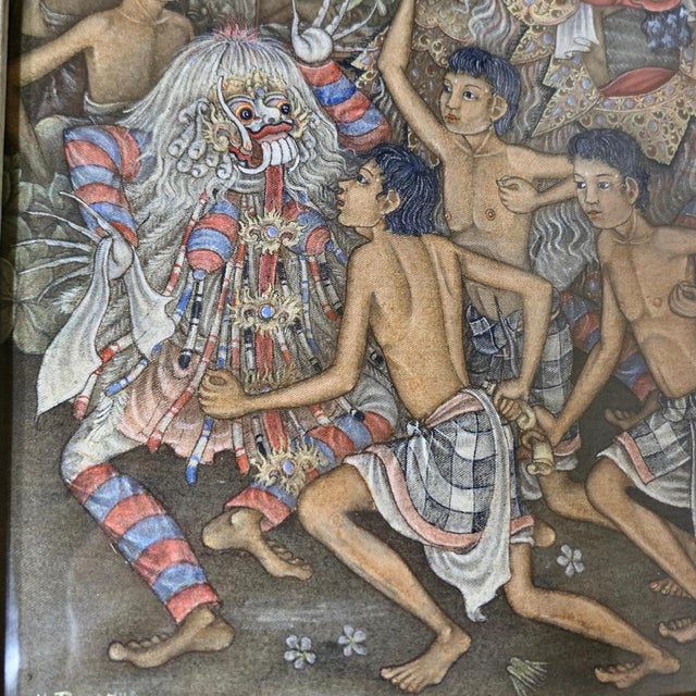 W Rejamus, Mythical Balinese Scene, 1960, Painting, Framed For Sale - Image 4 of 11