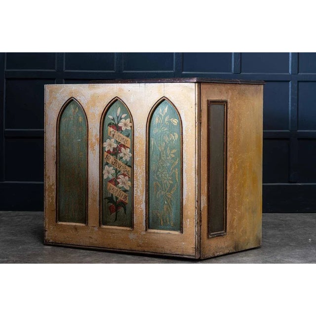 19th Century English Decorative Painted Chapel Cupboard For Sale - Image 3 of 12