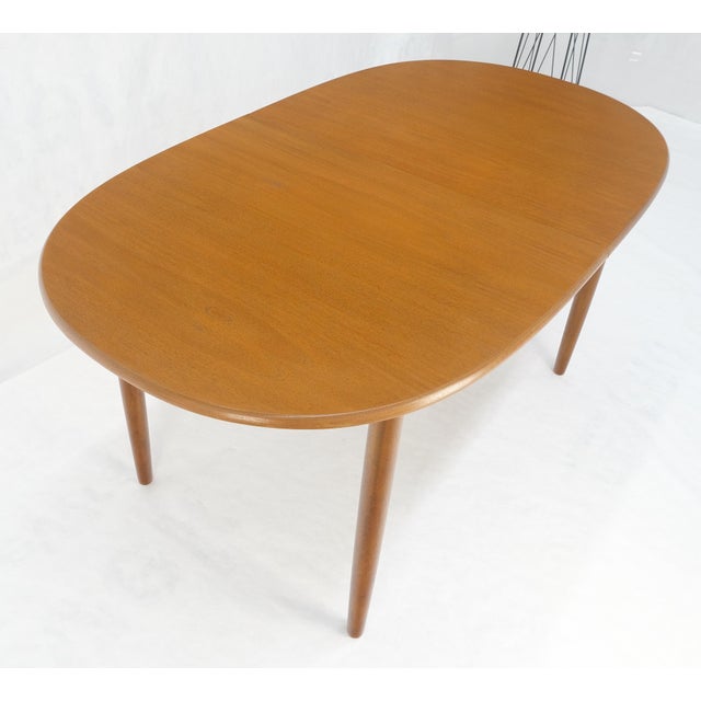 Meredew Butterfly Pop Up Self Storing Leaf Oval Danish Modern Teak Dining Table For Sale - Image 4 of 12