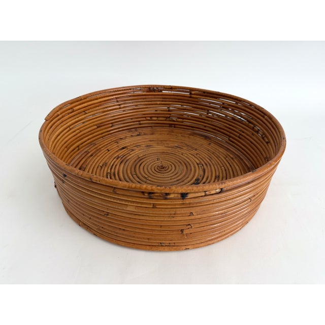 Vintage Crespi Style Pencil Reed Basket For Sale - Image 4 of 7