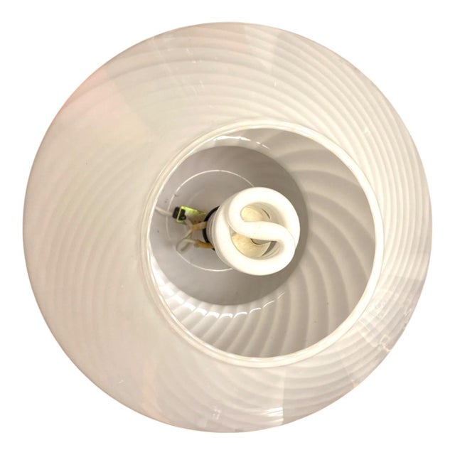 Vintage Murano Mushroom Table Lamp White Swirl Art Glass Decor For Sale - Image 10 of 12