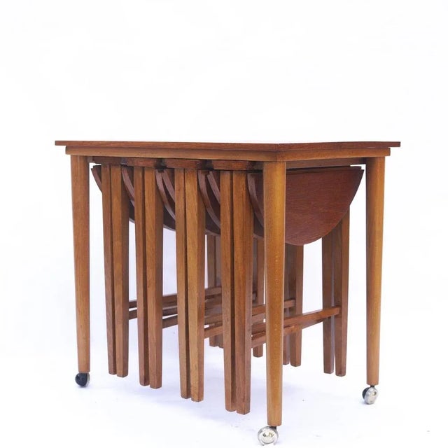 Vintage Nesting Teak Tables attributed to Poul Hundevad for Novy Domov, 1960s, Set of 5 For Sale - Image 6 of 9