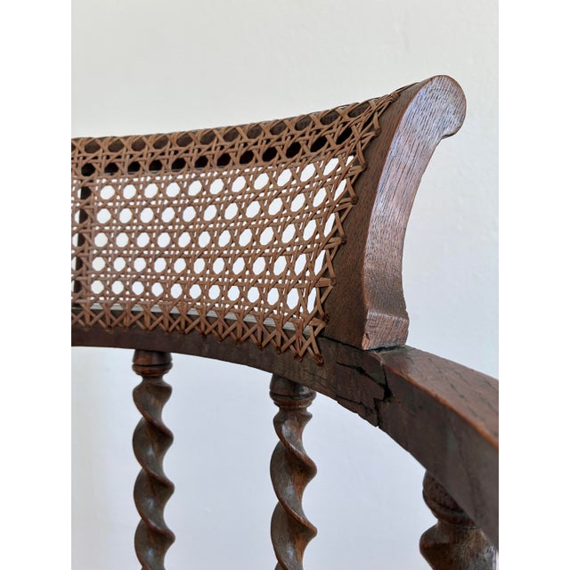 Edwardian Barley Twist Armchair With Cane, English, Early 20th Century For Sale - Image 15 of 16