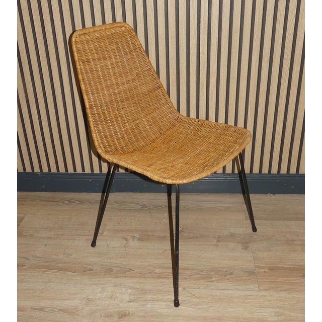 Basket Dining Chair in Rattan and Metal attributed to Gian Franco Legler, 1950s For Sale - Image 10 of 10