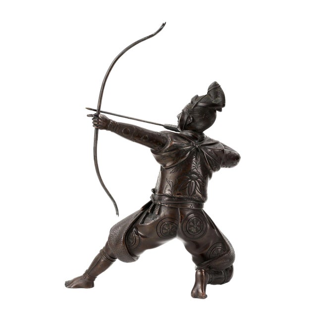 19th Century Japanese Bronze Figure of Samurai Archer, 1800s For Sale - Image 5 of 8