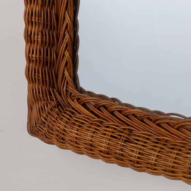 Brown 1960s French Wicker Mirror For Sale - Image 8 of 8