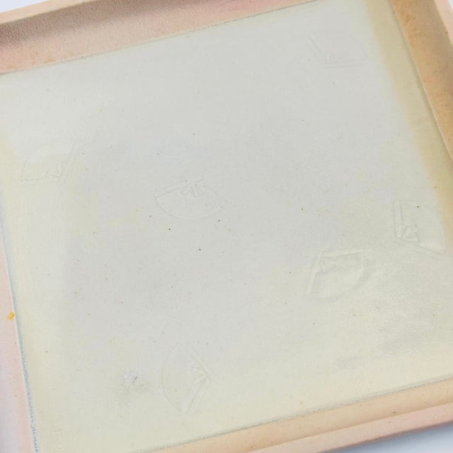 Pink Kazuo Takiguchi Pottery Square Plate For Sale - Image 8 of 12