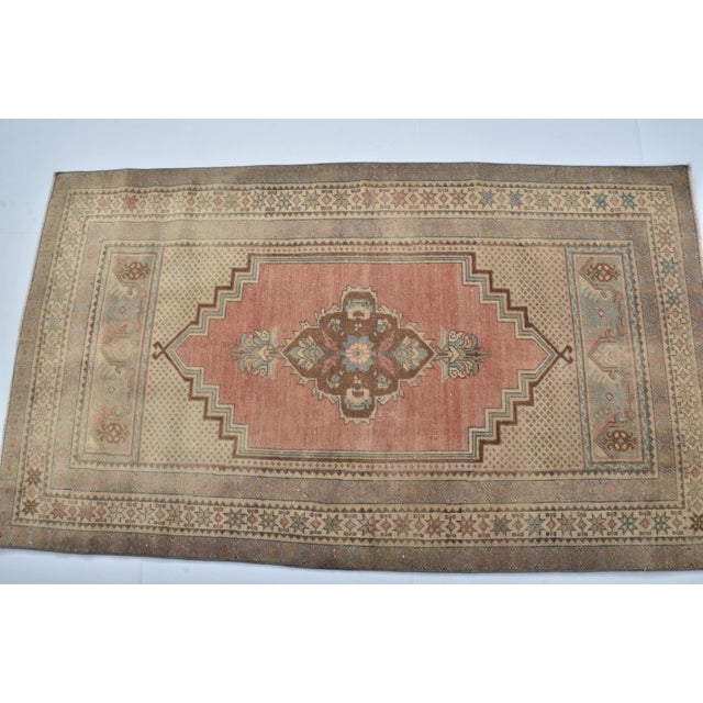 Vintage Small Oushak Carpet For Sale In Phoenix - Image 6 of 7
