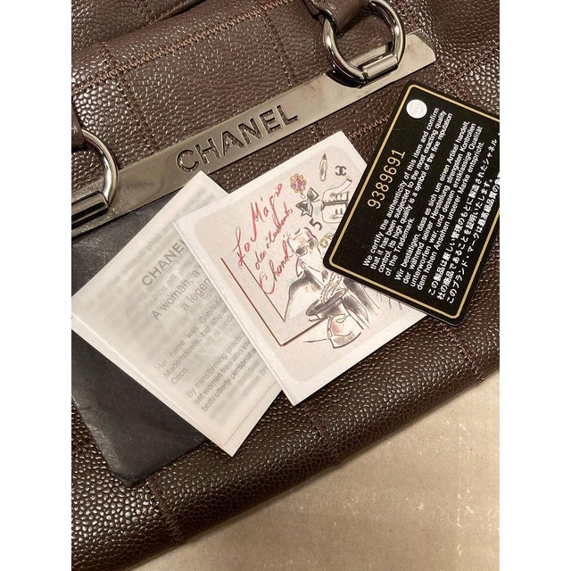 Chanel Brown Square Stitch Bowler Bag For Sale - Image 10 of 10