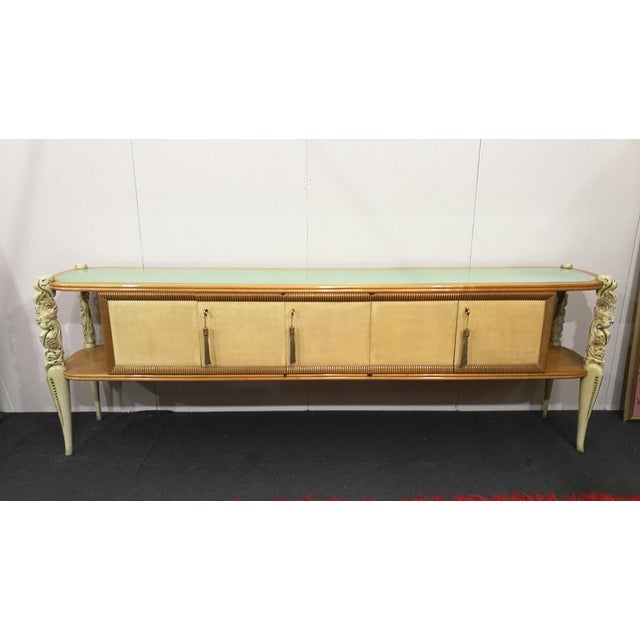Sideboard in Wood and Parchment from La Permanente Mobili Cantù, 1950s For Sale - Image 6 of 6