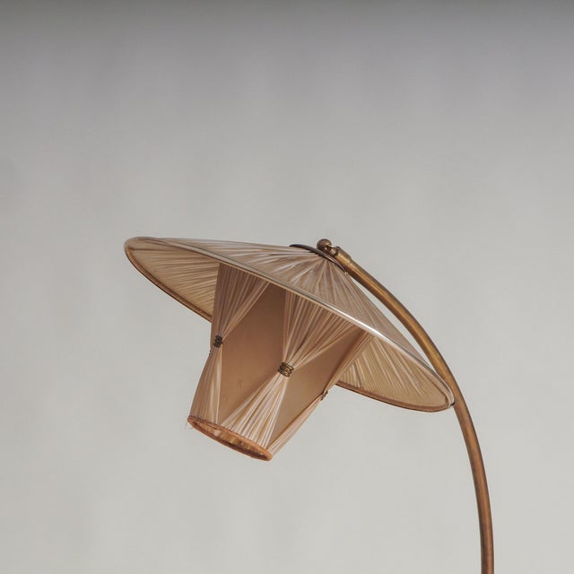 Mid-Century Modern Vintage Floor Lamp with Pleated Shade, 1950s For Sale - Image 3 of 17