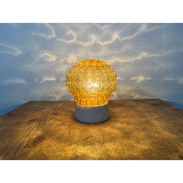 Vintage White Porcelain and Glass Ceiling Light, 1970s For Sale - Image 6 of 14