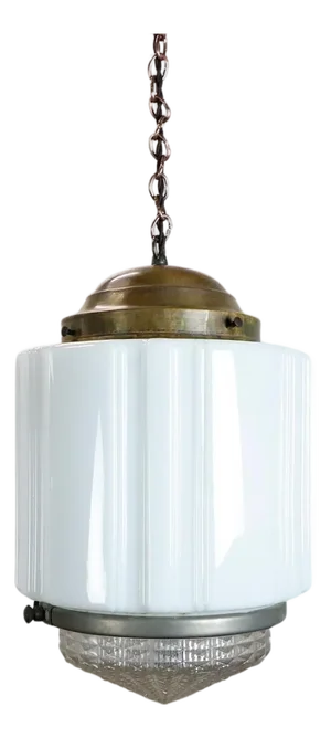 1930s Art Deco Milk Glass Pendant Light #3