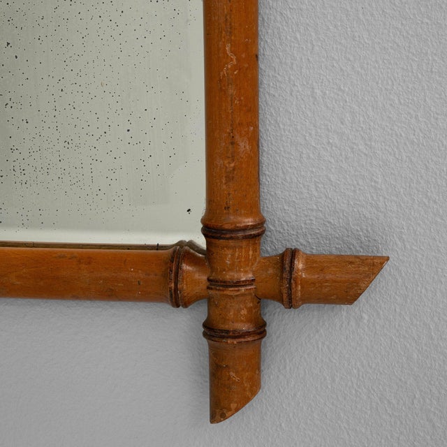Tan 19th Century France Tan Wood Mirror For Sale - Image 8 of 8