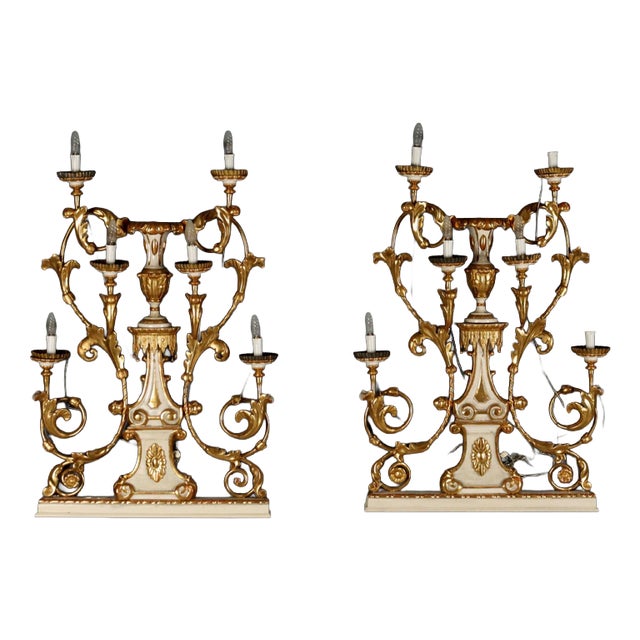 Wall Torch Holders in Wood and Iron, Set of 2 For Sale