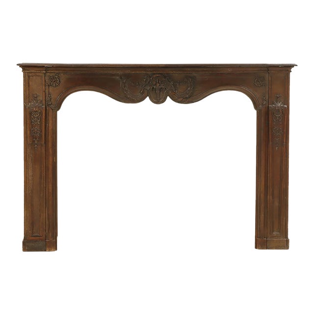 French Carved Oak Fireplace Mantel, 18th Century For Sale