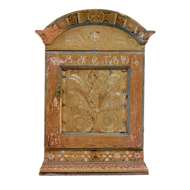 Hand-Painted Swedish Pine Wall Cabinet, 1840s For Sale - Image 6 of 9