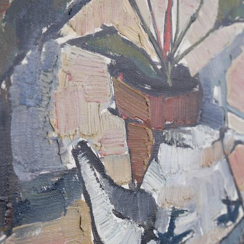Sven-Olof Hamlet, Still Life with Plant, Oil Painting, 1959 For Sale - Image 7 of 12