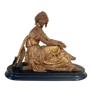 Vintage French Victorian White Metal Sculpture of Ceres Agricultural Goddess Signed D.Marie