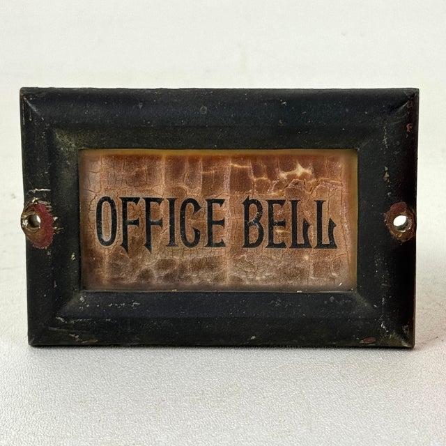 Late 19th Century Rare Late 19th Century Antique Small Cast Iron Plaque Sign Stating "Office Bell" For Sale - Image 5 of 11