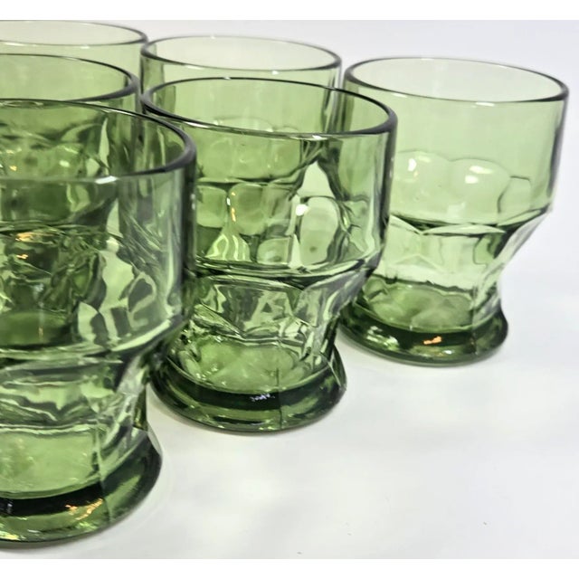 Faceted Green Georgian Lowballs - Set of Six For Sale - Image 6 of 12