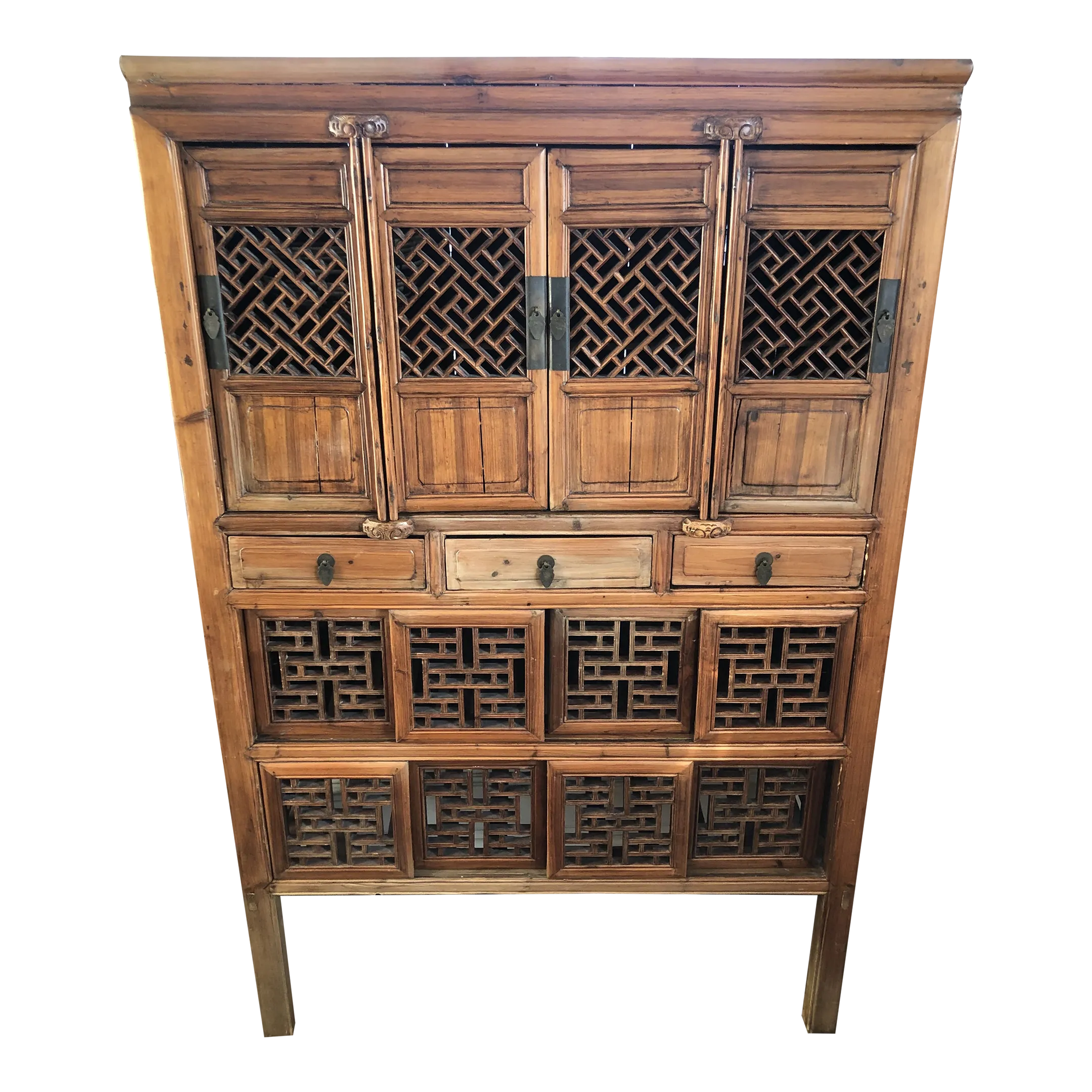 Antique Chinese Kitchen Cabinet Cupboard With Fretwork Design | Chairish, image size:2160x2160