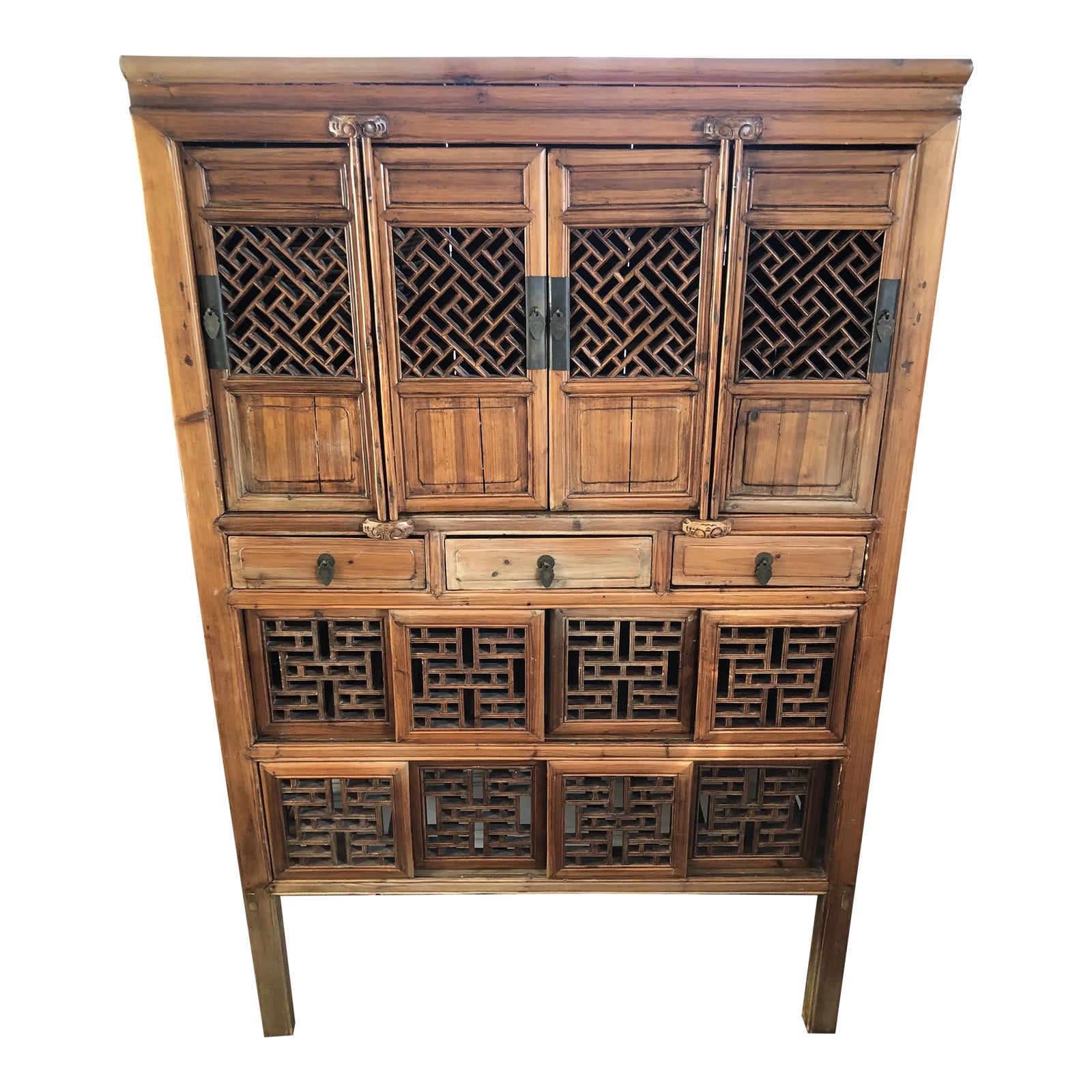 Antique Chinese Kitchen Cupboard With Fretwork Design Chairish
