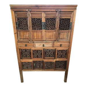 Antique Chinese Kitchen Cabinet Cupboard With Fretwork Design