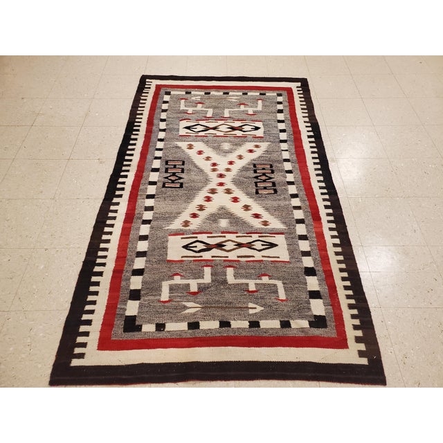 Antique Navajo Carpet, Folk Rug, Handmade Wool Rug, Beige, Gray, Brown For Sale - Image 14 of 15