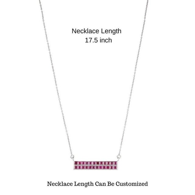 2.81 Ct Double Row Ruby Bar Necklace Pendant in Sterling Silver - Caratandher For Sale - Image 13 of 15