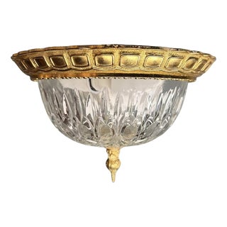 Vintage Brass and Cut Glass Ceiling Lamp For Sale