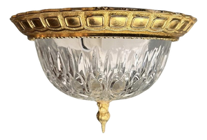 Vintage Brass and Cut Glass Ceiling Lamp