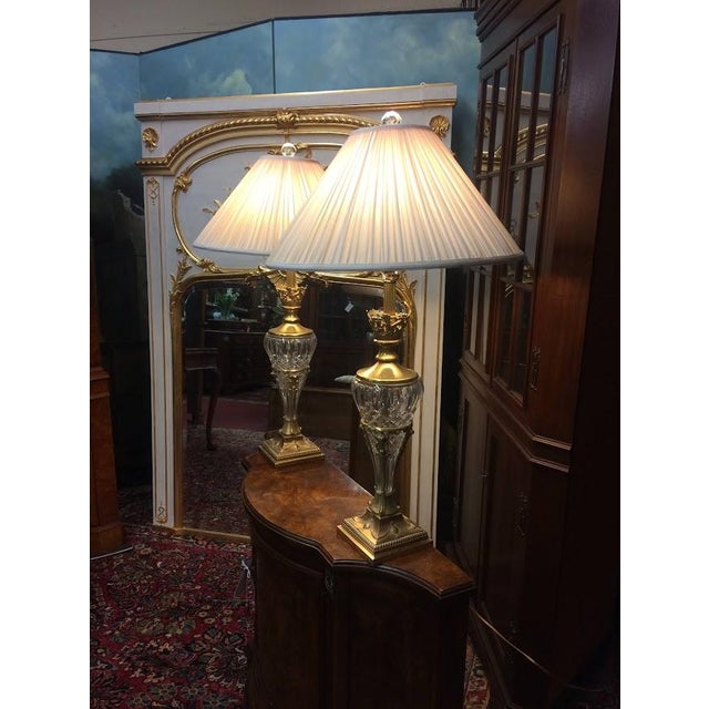 Vintage Table Lamps, Neoclassical Style Lamps, Brass and Crystal Lamps, the Pair For Sale - Image 4 of 10