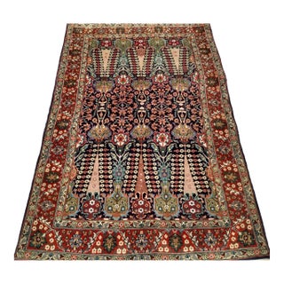 Antique Tabriz Area Rug, All-Over Geometric Pattern, Navy & Green, 3’ X 6’ For Sale