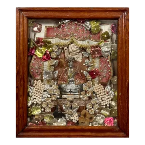 Antique Portuguese Folk Art Devotional Reliquary/Shrine