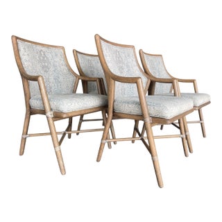 Vintage McGuire Passage Dining Armchairs, Set of 4 – Cane Back Rattan For Sale