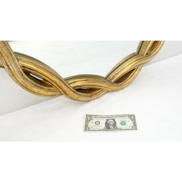 Late 20th Century Oval Gold Leaf Gilt Pie Crust Style Frame Wall Mirror Mid Century Modern MINT For Sale - Image 5 of 9