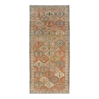 Antique Persian Bakhtiari Gallery Rug With Garden Design and Rust Field For Sale