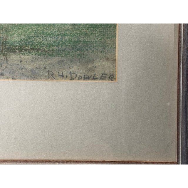 Vintage Countryside Landscape Framed Pastel Watercolor Painting W Cows For Sale - Image 4 of 6