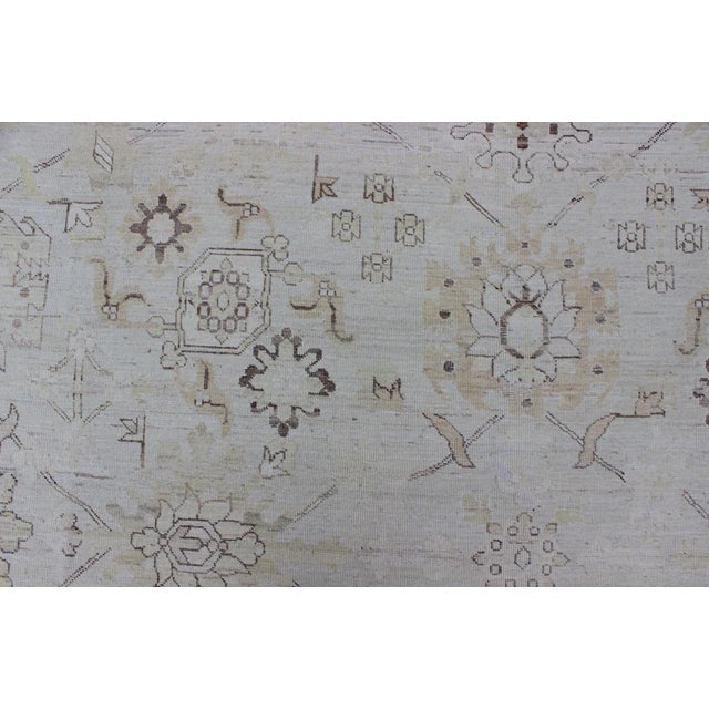 Very Fine Transitional Rug With Stylized Geometric Motifs in Cream & Soft Yellow by Keivan Woven Arts For Sale In Atlanta - Image 6 of 6