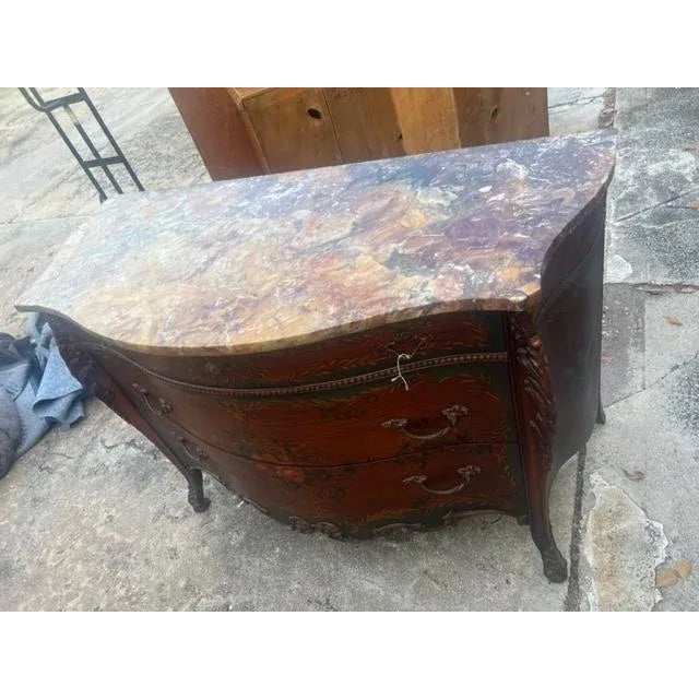 1900s Jordan Marsh Company Mass Usa Hand Painted Marble Top Commode For Sale - Image 4 of 8