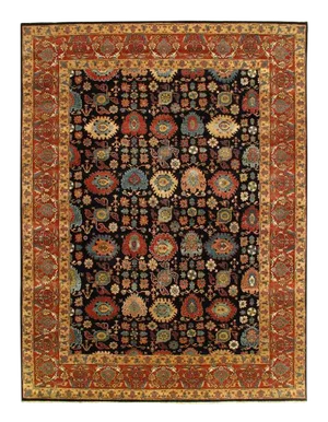 Pasargad Navy Blue Persain Hand Knotted Bidjar Design Rug 9' X 12'