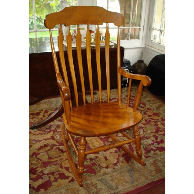 Nichols & Stone 1980s Nichols & Stone Co. Hardwood Rocking Chair Windsor Style For Sale - Image 4 of 8