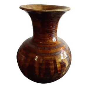 1970s Signed Pupukea Pottery Hawaii Drip Glazed Art Pottery Vase