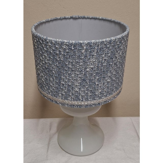 Vintage Table Lamp with Opaque White Glass Base and Fabric Shade from Lamplove, 1980s For Sale - Image 4 of 8