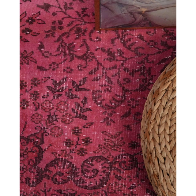 1970s 1970s Vintage Turkish Oushak Handmade Wool Cotton Pink Area Rug For Sale - Image 5 of 11