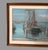 Vintage Dockside Landscape Framed Pastel Watercolor Painting w Backside of Boat In very good original condition showing...