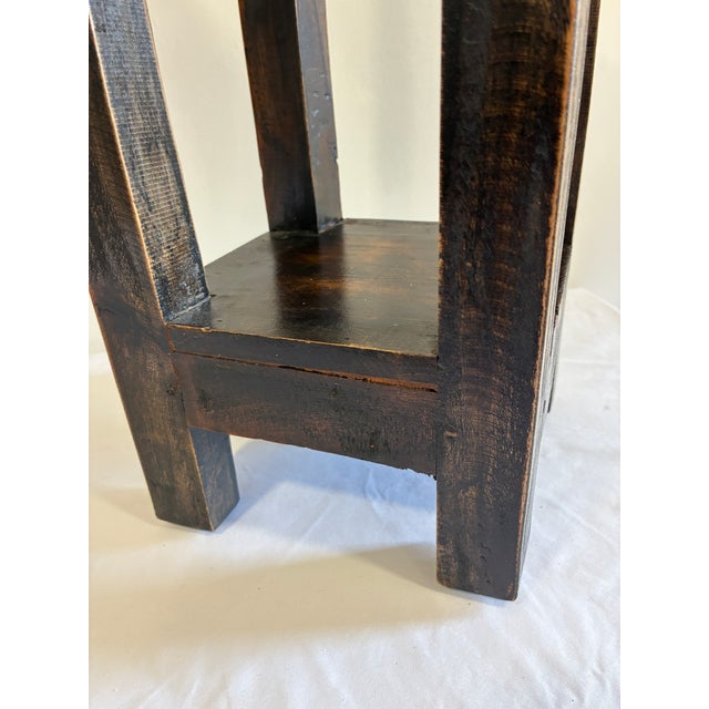 Rustic Rustic Solid Pine Two-Tier Stand For Sale - Image 3 of 7